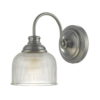 Tack Wall Light Antique Chrome & Textured Glass