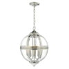 Vanessa 3 Light Pendant Polished Nickel & Glass