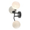 Euan 3 Light Wall/Flush Light Black & Opal Glass