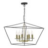 Gretchen Cage 6 Light Pendant Matt Black & Polished Brass