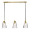 Hadano 3 Light Brass Suspension With Ribbed Glass Shades