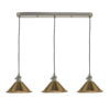 Hadano 3 Light Antique Chrome Suspension With Aged Brass Shades