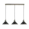 Hadano 3 Light Antique Chrome Suspension With Antique Petwer Shades