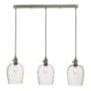 Hadano 3 Light Antique Chrome Suspension With Dimpled Glass Shades