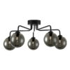 Feya 5 Light Semi Flush Matt Black Smoked Glass