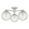 Wayne Bathroom 3 Light Semi Flush Polished Chrome Glass IP44