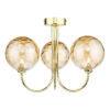 Jared 3 Light Semi Flush Polished Gold Champagne Dimpled Glass