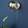 Cradle 1 Light Wall Light Polished Chrome Smoked Glass