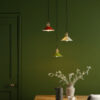 Hadano 1 Light Pendant Natural Brass With Olive Green Shade