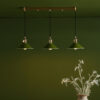 Hadano 3 Light Brass Suspension With Olive Green Shades