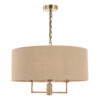 Jamelia 3 Light Shadelier Antique Brass Taupe Shade