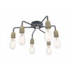 Kiefer 6 Light Flush Black & Antique Brass