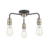 Kiefer 3 Light Flush Black & Antique Brass