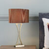 Oporto Wavy Table Lamp Antique Brass With Brown Shade