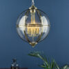 Vanessa 5 Light Lantern Antique Brass Glass