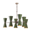 Hyde 12 Light Pendant Antique Brass Finished In Juniper Green And Antique Brass Inner