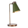 Hyde Single Table Lamp Antique Brass Finished In Juniper Green And Antique Brass Inner