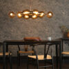 Juno 16 Light Pendant Antique Brass With Amber Glass