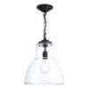 Upton 1 Light Pendant Large Black Clear Glass