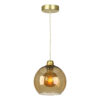 Apollo Single Pendant In Butter Brass Complete With Amber Glass