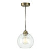 Apollo Single Pendant In Antique Brass Complete With Clear Glass