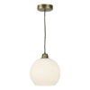 Apollo Single Pendant In Antique Brass Complete With Opal Glass