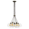 Apollo Seven Light Pendant In Antique Brass Complete With Clear Glass