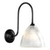 Cambridge Wall Light Black Complete With Ribbed Glass