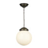 Fairfax Small Single Pendant In Antique Brass With Opal Glass