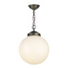 Fairfax Large Single Pendant In Antique Brass Complete With Opal Glass