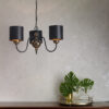 Garbo 3 Light Pendant Bronze Complete With Black Bronze Shades