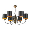 Garbo 6 Light Pendant Bronze Complete With Black Bronze Shades