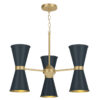 Hyde 6 Light Pendant Butter Brass Finished In Smoke Blue With Butter Brass Inner