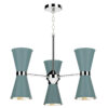 Hyde 6 Light Pendant Polished Chrome Finished In River Blue With Polished Chrome Inner