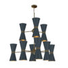 Hyde 18 Light Pendant Antique Brass Finished In Smoke Blue And Antique Brass Inner