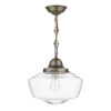 Stowe Single Pendant In Antique Brass With Clear Glass