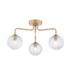 Feya 3 Light Semi-Flush Antique Bronze & Ribbed Glass