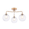 Feya 3 Light Semi-Flush Antique Bronze & Clear/Opal Glass