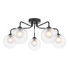 Feya 5 Light Semi-Flush Matt Black & Clear/Opal Glass