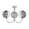 Jared 3 Light Semi-Flush Satin Nickel & Smoked/Clear Ribbed Glass