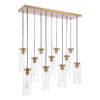 Jodelle 11 Light Bar Pendant Polished Bronze and Glass