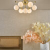 Ursa 7 Light Flush Polished Gold and Opal Glass