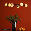 Vignette 6 Light Pendant Matt Black & Planet Style Glass