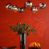 Vignette 6 Light Pendant Matt Black & Smoked/Clear Ribbed Glass