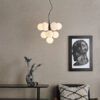 Vine 10 Light Pendant Satin Black & Opal Glass