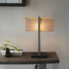 Satin Nickel Plate & Natural Linen Table Light