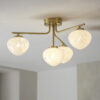 Satin Brass Plate & White Confetti Glass Semi flush Light