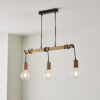 Sven 3 Light Pendant Matt Black & Natural Wood