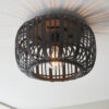 Mathias 1 Light Flush Dark Bamboo & Plywood With Matt Black Paint