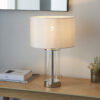 Lessina 1 Light Table Bright Nickel Plate, Clear Glass & Vintage White Fabric